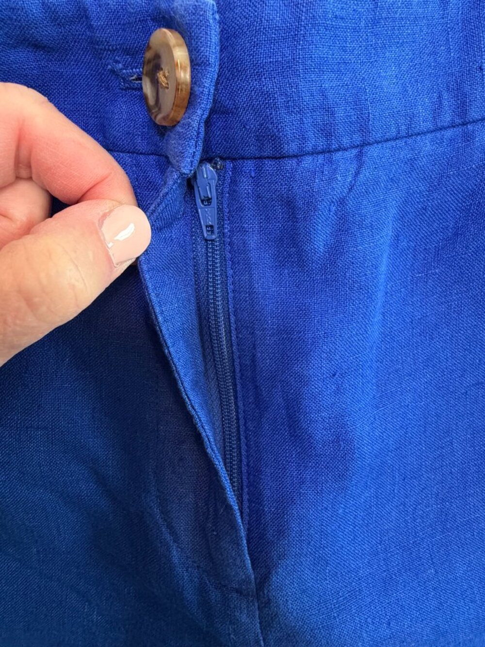 TALBOTS Southampton Linen Straight Leg Trouser Pants Royal Blue 4 - Picture 7 of 12